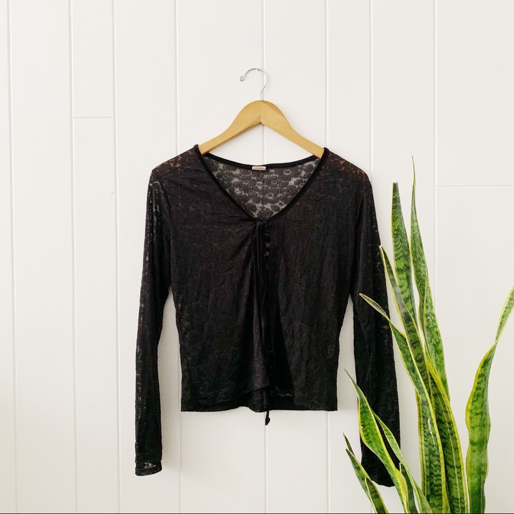 Vintage 90’s Tie Front Sheer Cardigan